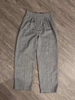 H&M Gray Tweed Wide-Leg Trousers